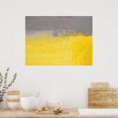 'Een eenvoudig abstrak' grijs en geel Poster (Keuken)