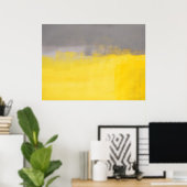 'Een eenvoudig abstrak' grijs en geel Poster (Thuiskantoor)