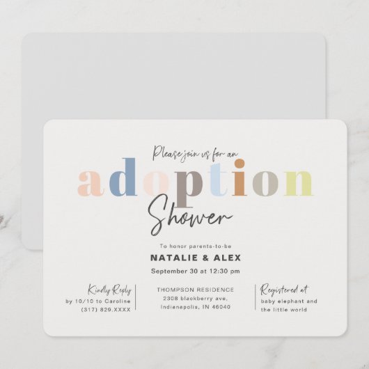 Een eenvoudig gender-neutraal adoptie Baby shower Kaart (Voorkant / Achterkant)