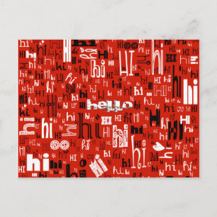 Een eenvoudig Hallo Deel Deux Briefkaarten - Rood