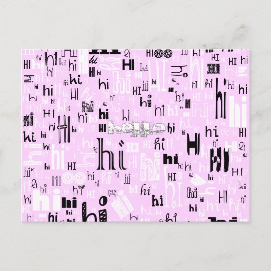 Een eenvoudig Hallo Deel Deux Briefkaarten - Roze (Voorkant)