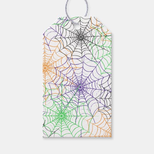 Een eenvoudig Halloween Spin's Web Patroon Cadeaulabel (Voorkant)