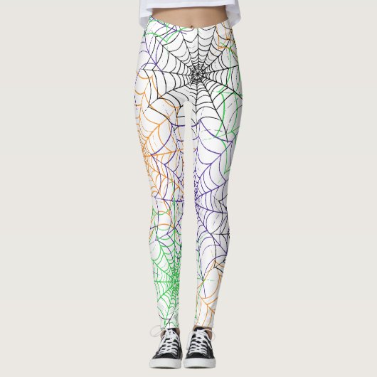 Een eenvoudig Halloween Spin's Web Patroon Leggings (Voorkant)