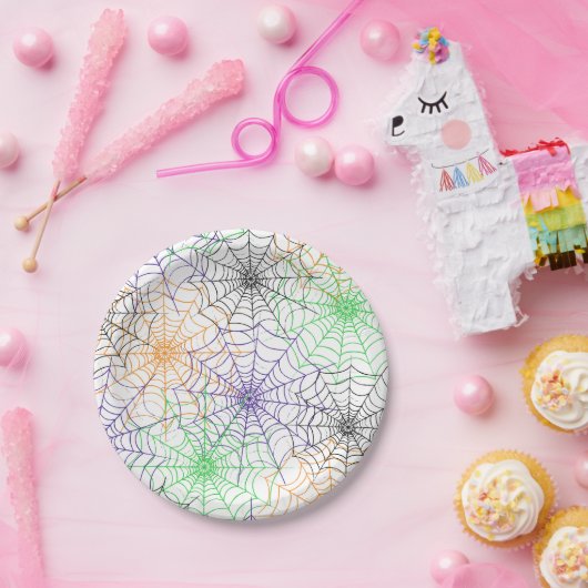 Een eenvoudig Halloween Spin's Web Patroon Papieren Bordje (Feest)