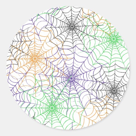 Een eenvoudig Halloween Spin's Web Patroon Ronde Sticker (Voorkant)