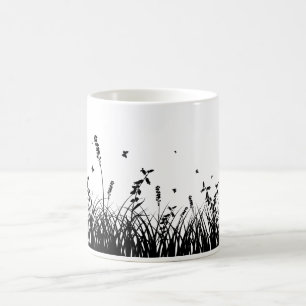 Een eenvoudig silhouetgras koffiemok