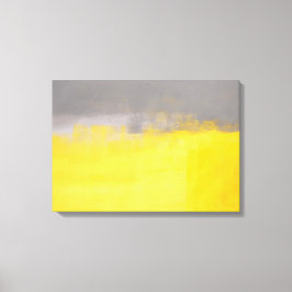 'Een eenvoudige Abstracte' Grijze en Gele Kunst Canvas Afdruk
