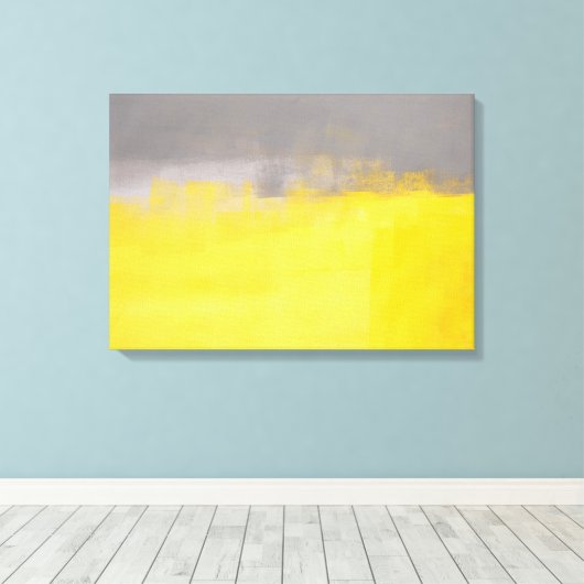 'Een eenvoudige Abstracte' Grijze en Gele Kunst Canvas Afdruk (Insitu (Houten vloer))