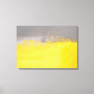 'Een eenvoudige Abstracte' grijze en gele kunst Canvas Afdruk