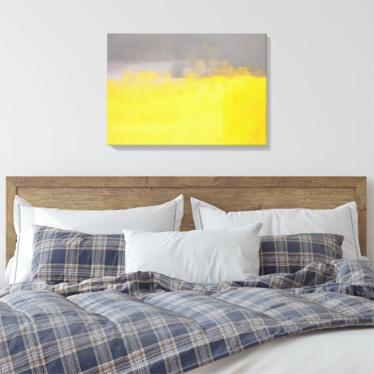 'Een eenvoudige Abstracte' Grijze en Gele Kunst Canvas Afdruk (Insitu (Slaapkamer))