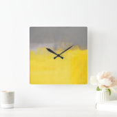 'Een eenvoudige Abstracte' grijze en gele kunstklo Vierkante Klok (Huis)