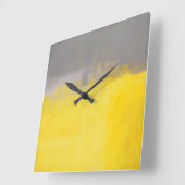 'Een eenvoudige Abstracte' grijze en gele kunstklo Vierkante Klok (Hoek)