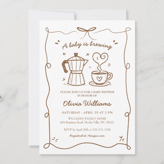 Een eenvoudige Baby is het brouwen van koffie Baby Kaart (Voorkant)