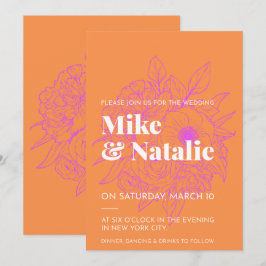 Een eenvoudige bloemen bruiloft uitnodiging Kaart