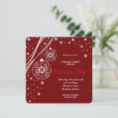 Een eenvoudige elegante rode kerst party uitnodigi (Staand voorkant)
