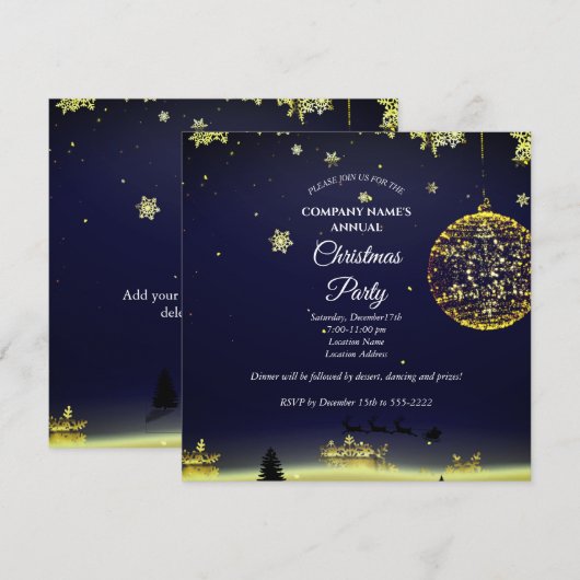 Een eenvoudige elegante uitnodiging voor kerstfees (Voorkant / Achterkant)