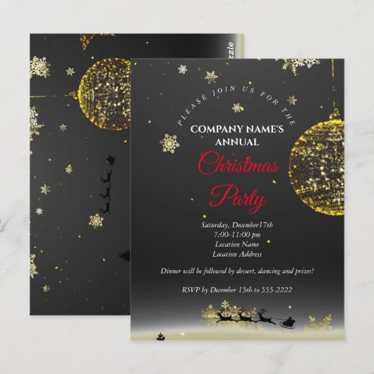 Een eenvoudige elegante uitnodiging voor kerstfees (Voorkant / Achterkant)