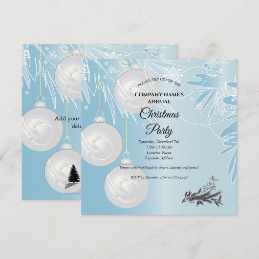 Een eenvoudige elegante uitnodiging voor kerstfees (Voorkant / Achterkant)