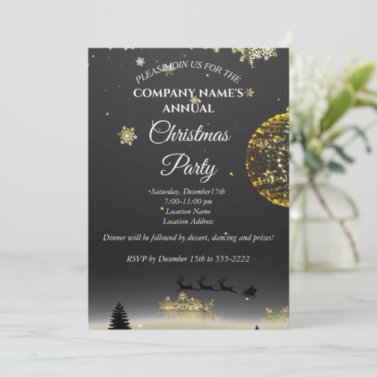 Een eenvoudige elegante uitnodiging voor kerstfees (Staand voorkant)