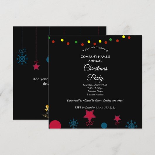 Een eenvoudige elegante uitnodiging voor kerstfees (Voorkant / Achterkant)