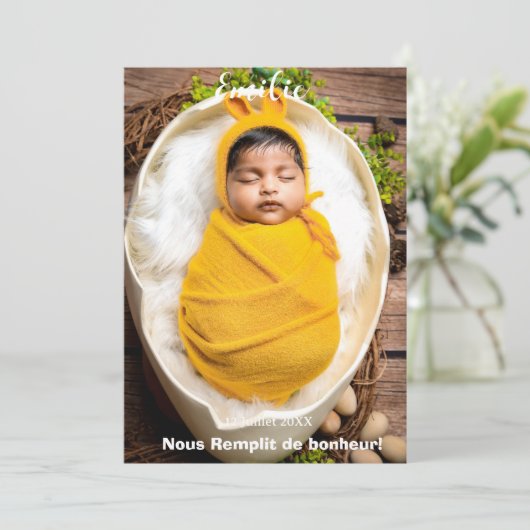 Een eenvoudige foto maken bij de geboorte aankondiging (Staand voorkant)