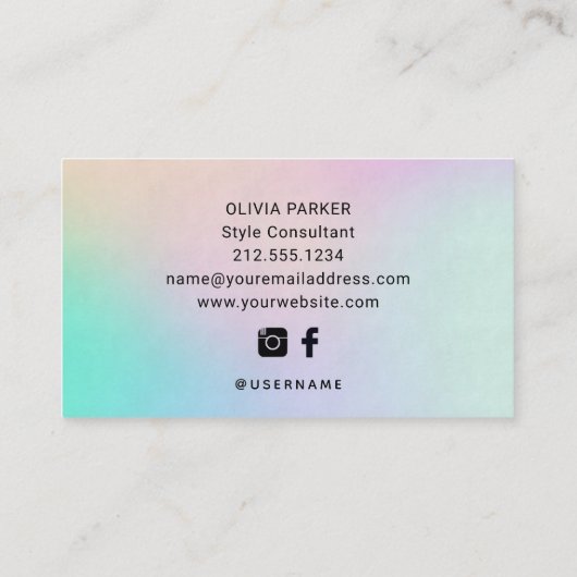 Een eenvoudige Hallo | Moderne holografische look Visitekaartje (Achterkant)