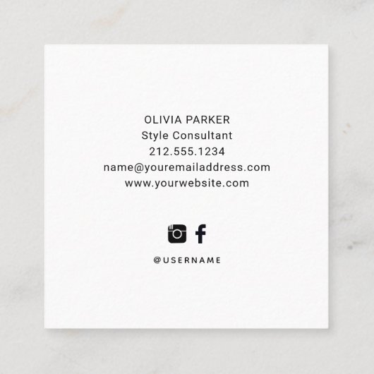 Een eenvoudige Hallo | Vette en moderne typografie Vierkante Visitekaartje (Achterkant)