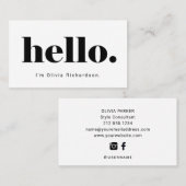 Een eenvoudige Hallo | Vette en moderne typografie Visitekaartje (Voorkant / Achterkant)