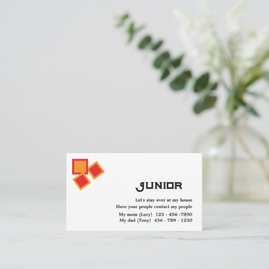 Een eenvoudige laten we over de Kinder blijven Visitekaartje (Staand voorkant)