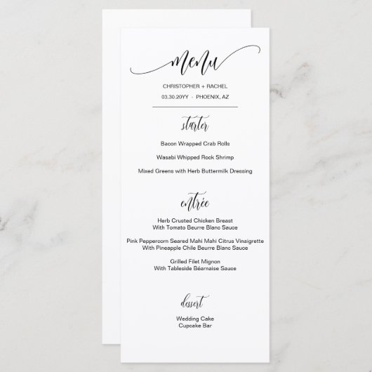 Een eenvoudige minimalistische scriptweddenschap menu (Voorkant / Achterkant)