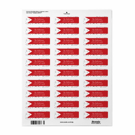 Een eenvoudige, moderne Rode Zwarte Familie kerstf Etiket (Full Sheet)