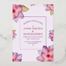 Een eenvoudige mooie bloemige trouwuitnodiging  folie uitnodiging