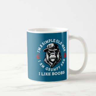 Een eenvoudige oude man ben chagrijnig en vind (op koffiemok