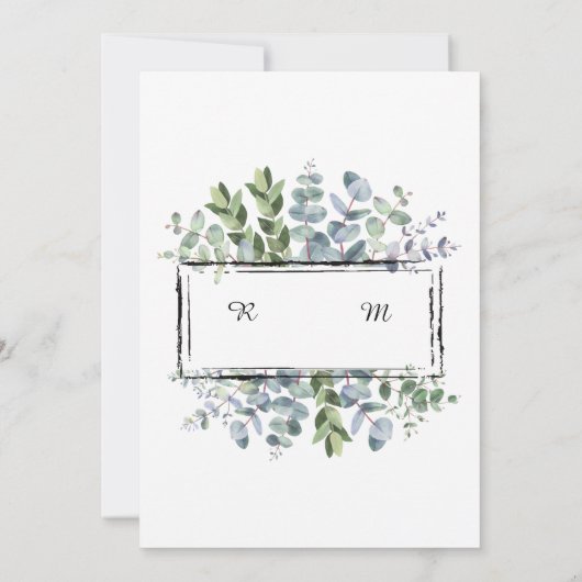 Een eenvoudige witte eucalyptusuitnodiging voor uw kaart (Achterkant)