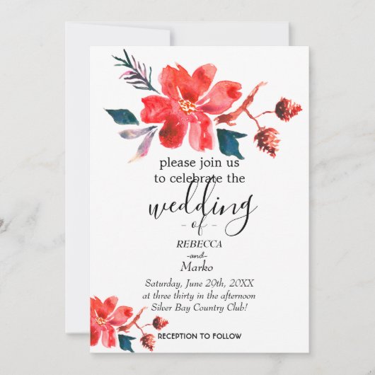 Een eenvoudige witte florale uitnodiging voor u (Voorkant)