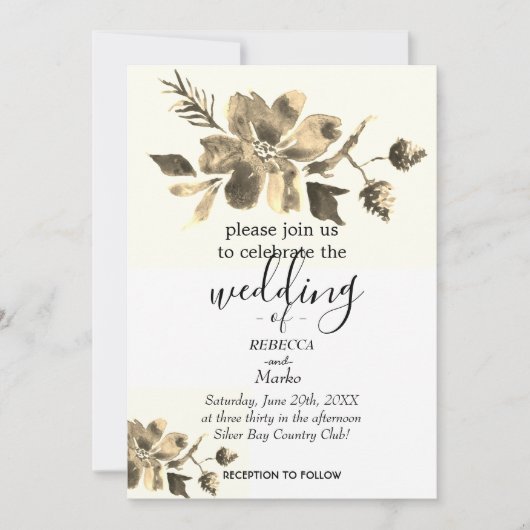 Een eenvoudige witte florale uitnodiging voor u (Voorkant)