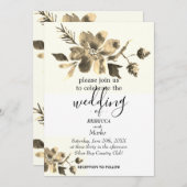 Een eenvoudige witte florale uitnodiging voor u (Voorkant / Achterkant)