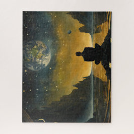 Een eenzaam man in een surrealistisch landschap legpuzzel