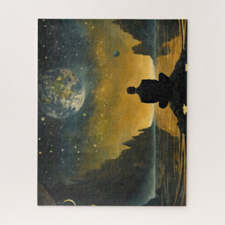 Een eenzaam man in een surrealistisch landschap legpuzzel