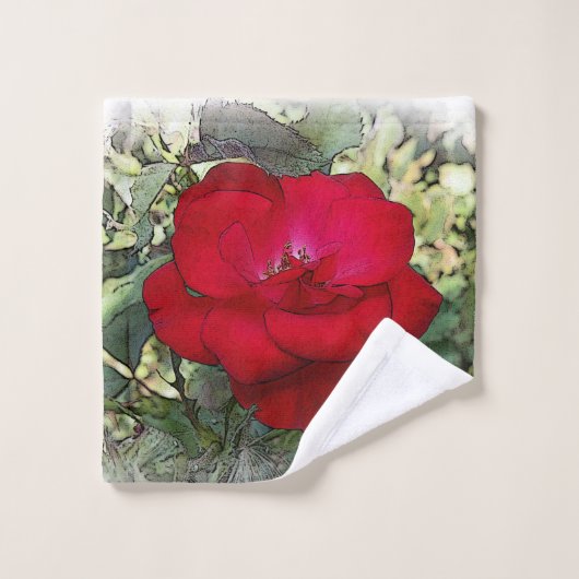 Een eenzaam roos bad handdoek (Wasdoekje)