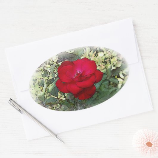 Een eenzaam roos ovale sticker (Envelop)