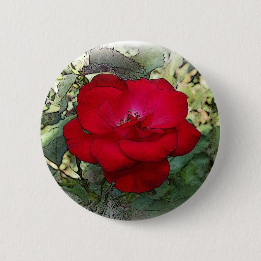 Een eenzaam roos ronde button 5,7 cm (Voorkant)