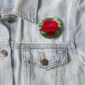 Een eenzaam roos ronde button 5,7 cm (In situ)