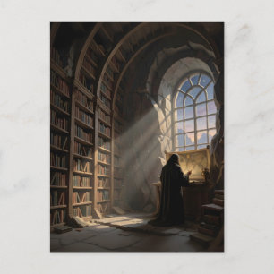 Een Eenzame Geleerde in Oude Bibliotheek Boekenlie Briefkaart