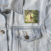 Een eenzame hert vierkante button 5,1 cm (In situ)