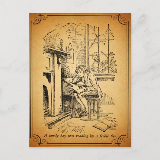 Een eenzame jongen briefkaart (Voorkant)