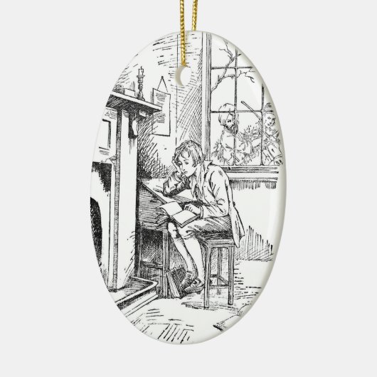 Een eenzame jongen keramisch ornament (Links)