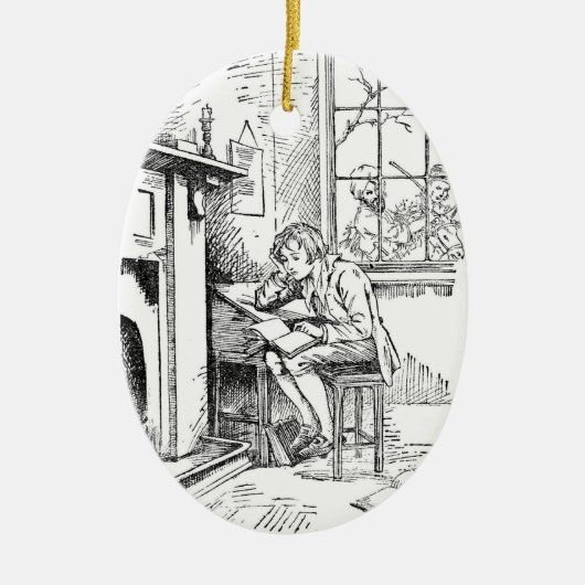 Een eenzame jongen keramisch ornament (Voorkant)