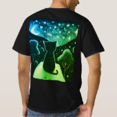 Een eenzame kat in de sterrennacht t-shirt (Achterkant)