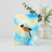 Een eenzame kleurrijke vogel briefkaart (Staand voorkant)